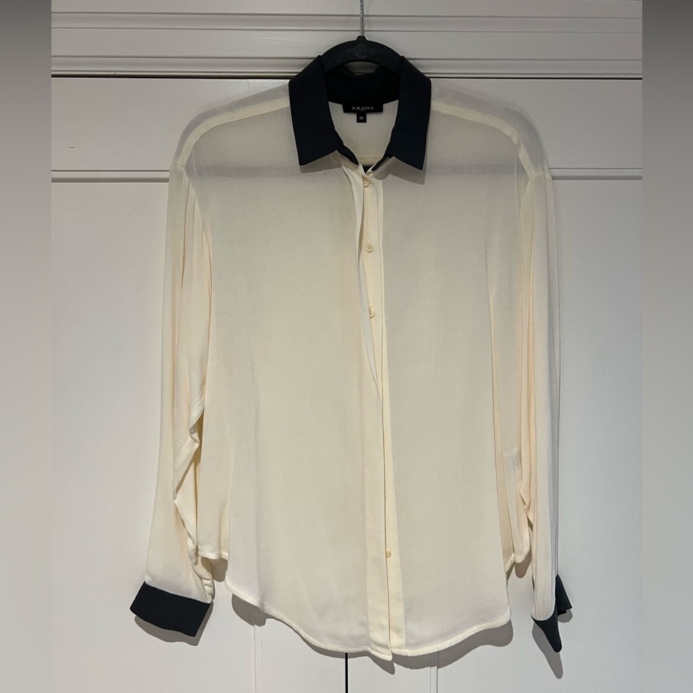 AXARA Paris, Cream Blouse, Size 40 (Size 8), New Without Tags